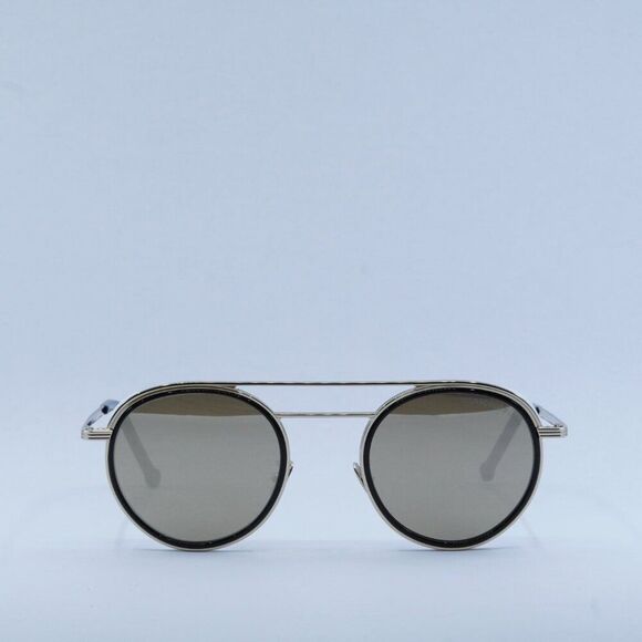 Cutler and Gross CG1270V2S 003 Sunglasses Silver/Black Round Frame, Brown Lenses - Picture 2 of 10